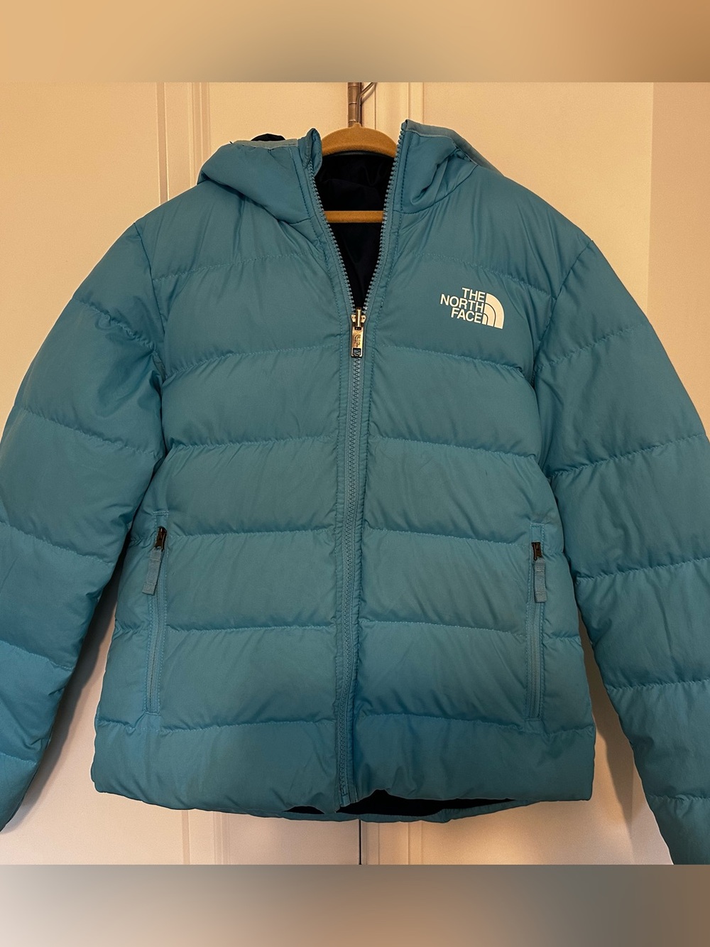 The North Face Kids Light Blue Reversible Puffer Jacket
